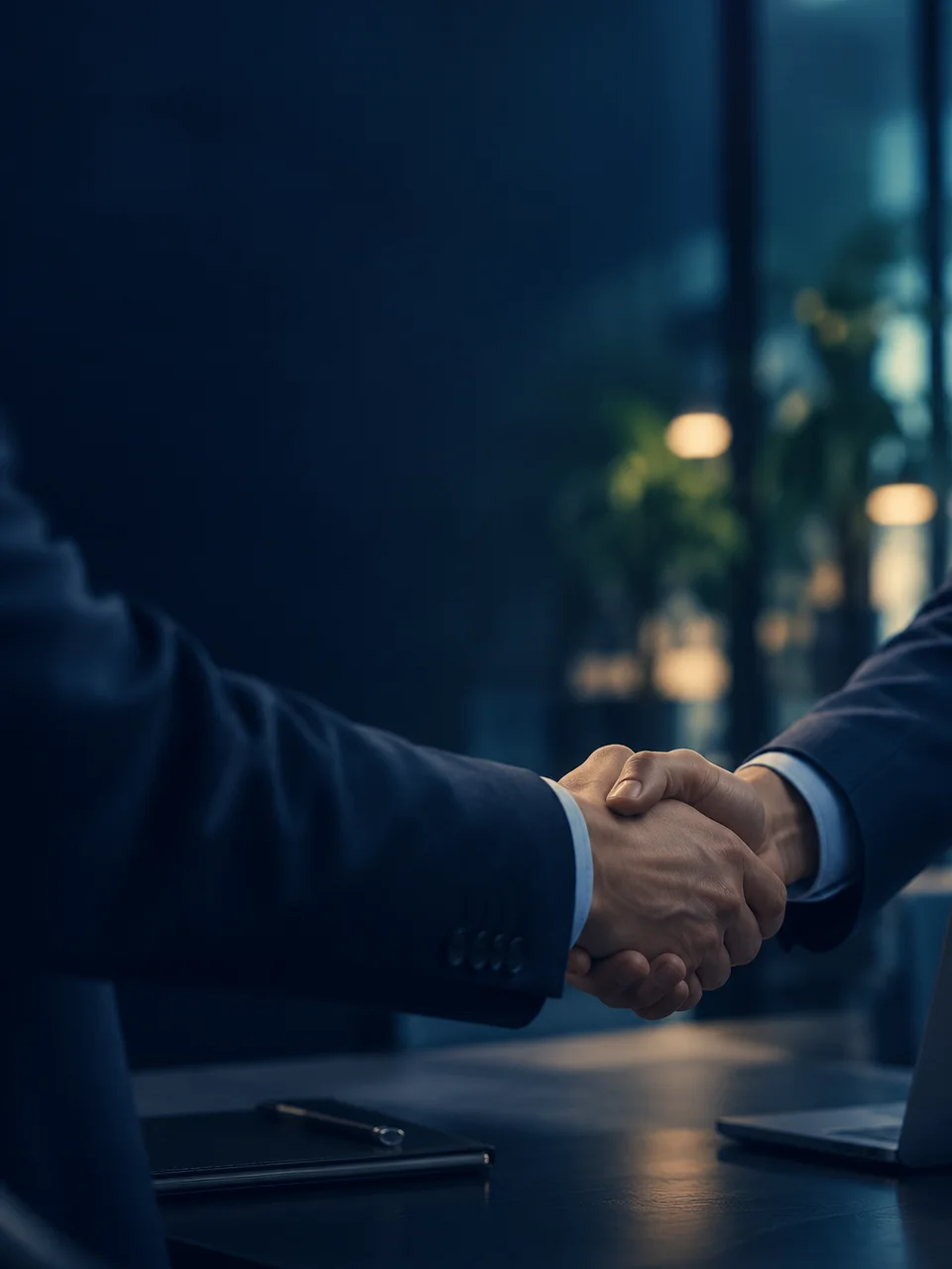 Business partners completing a trusted agreement