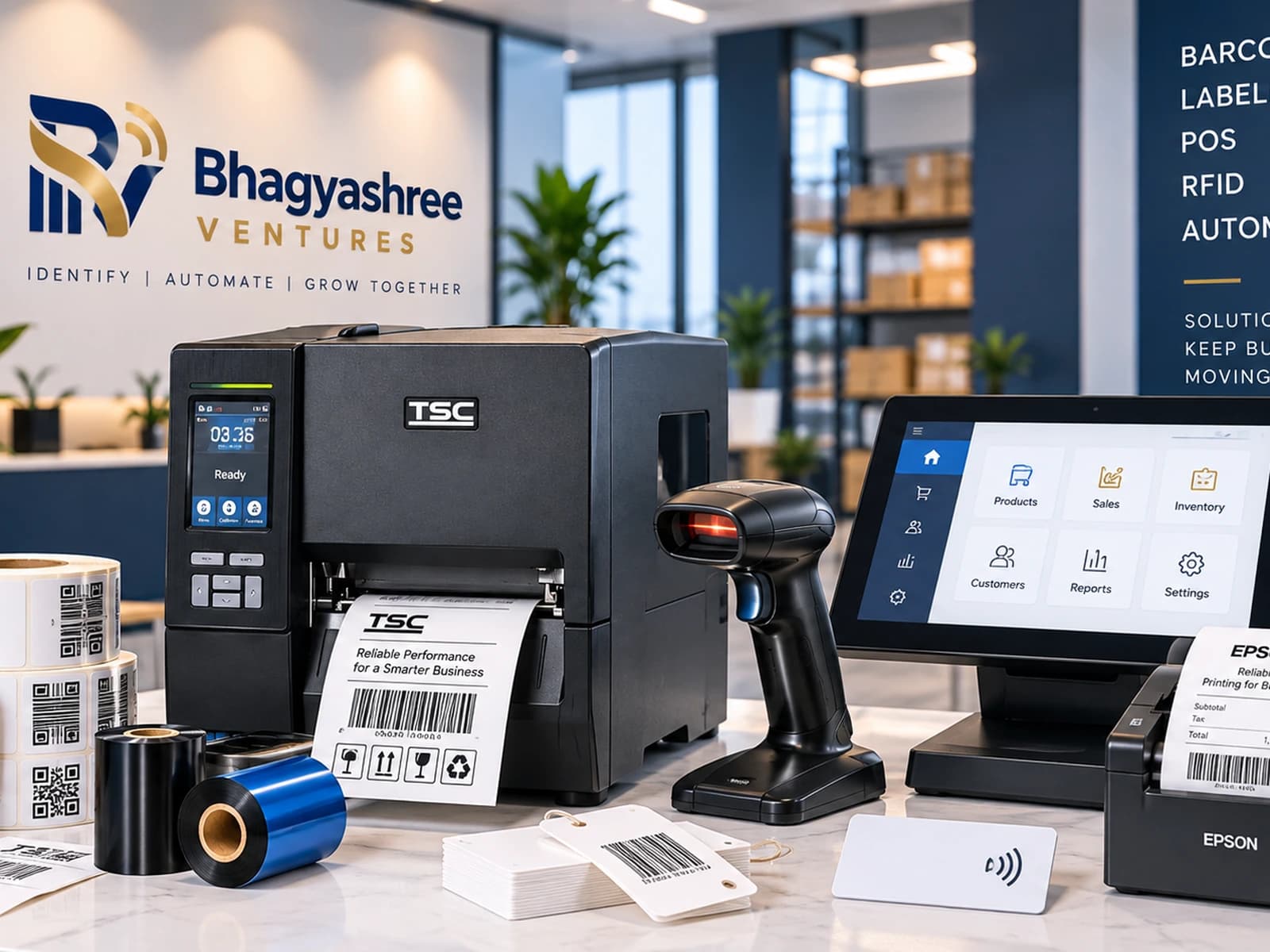 Industrial printer, barcode scanner, POS and RFID solutions
